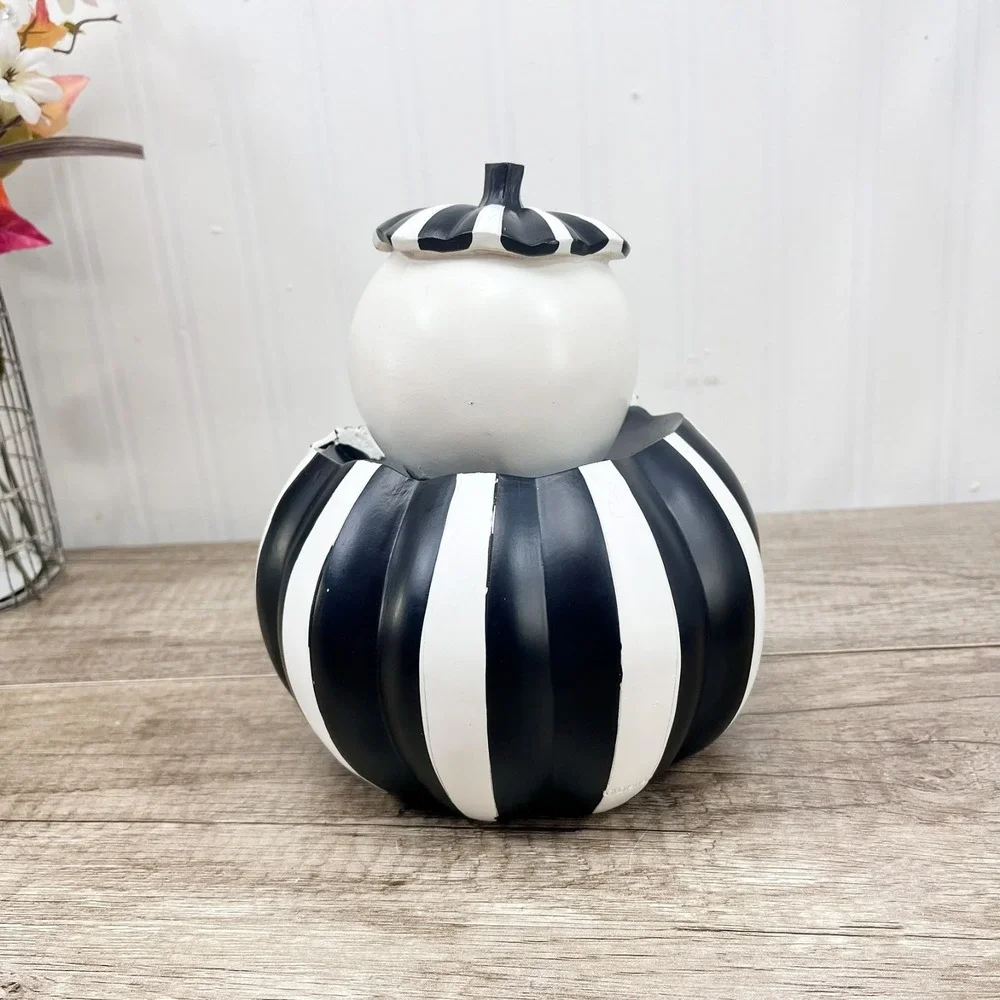 Disney Nightmare Before Christmas 2021 Jack Skellington Striped Pumpkin Figurine - Picture 8 of 8
